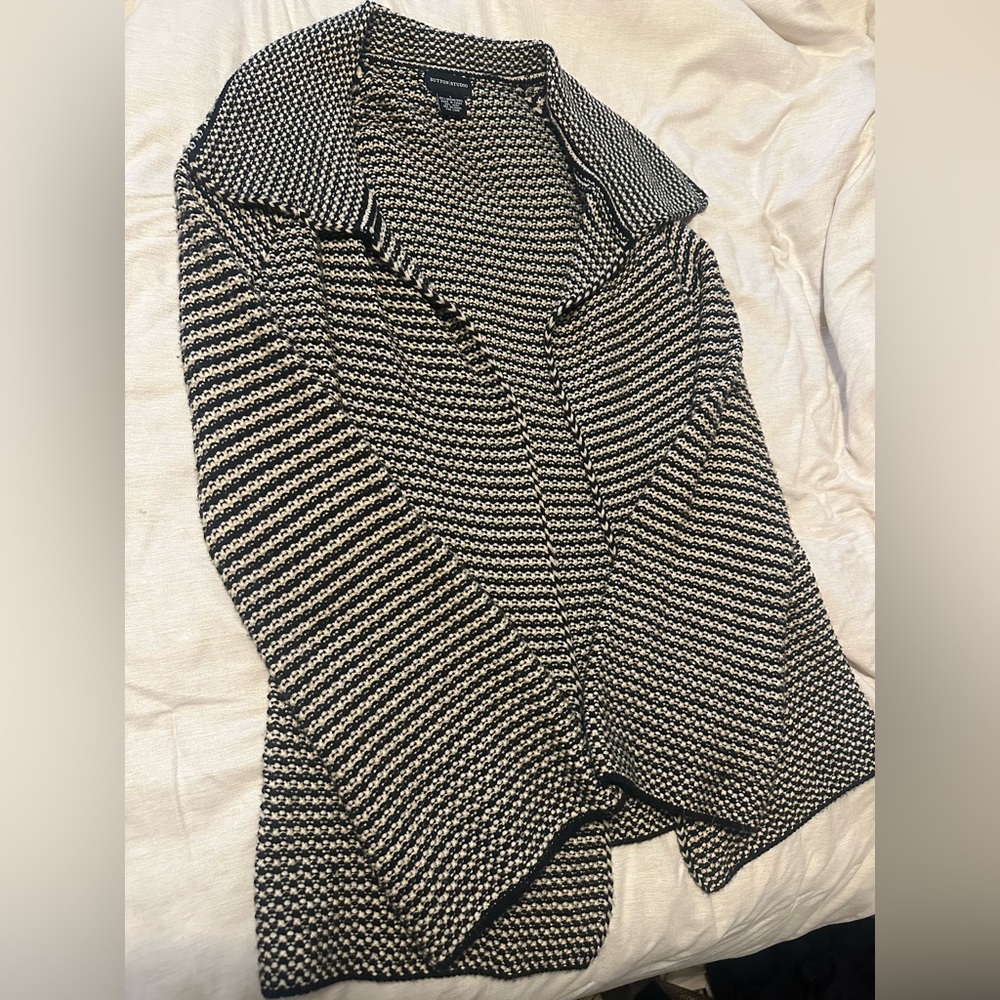 100% Merino Wool Textured Knit Open Cardigan